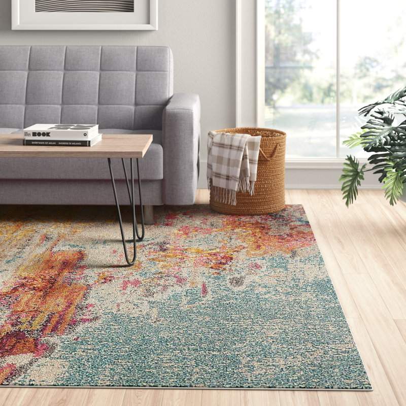 Zipcode Design™ Talmo Abstract Blue/Yellow/Ivory Area Rug & Reviews